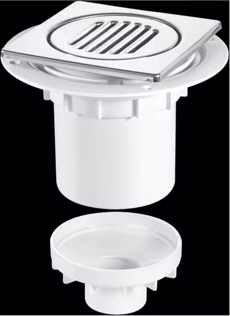 McAlpine TSG2-T150SS Round Stainless Steel 75mm Water Seal Gully with Vertical Outlet in White – 1