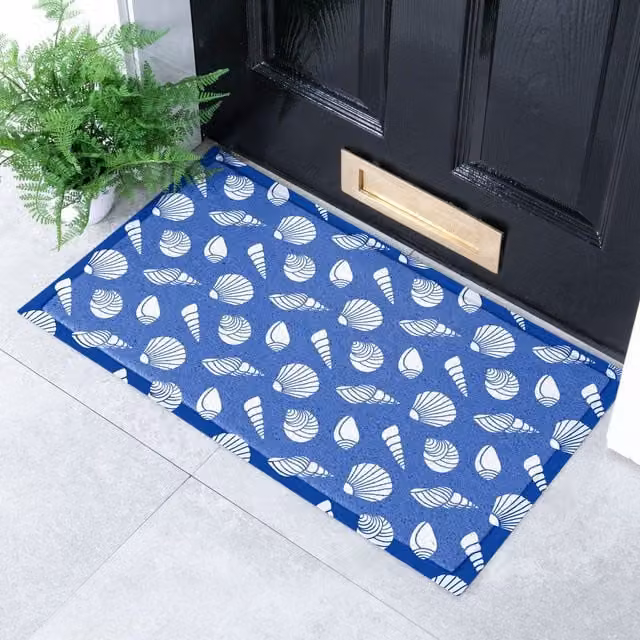 Artsy Mats White Shells Doormat in Blue, W/D/H: 70 x 40 cm