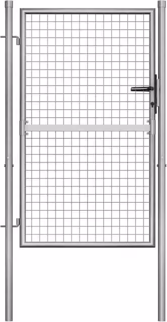 Berkfield Home Silver Galvanised Steel Swing Garden Gate, W: 105 cm, H: 175 cm