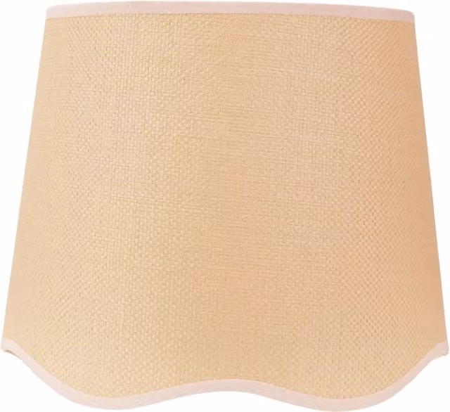 ValueLights Dutton Large Natural Fabric Scallop Edge Lamp Shade in White and Sand