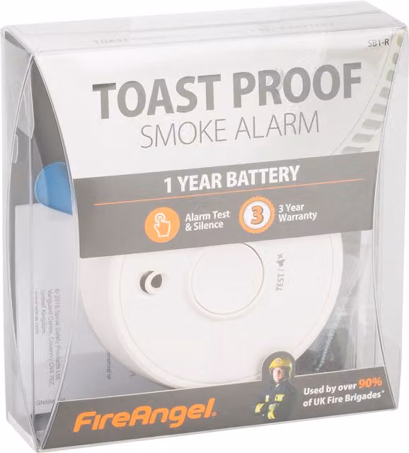 FireAngel Toast Proof Battery Operated Smoke Alarm, White