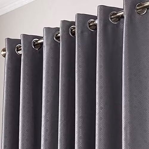Alan Symonds Diamond Blackout Eyelet Curtains in Grey, W: 229 cm, H: 183 cm – 2