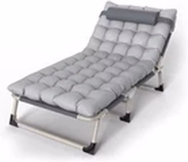 EONLION Grey Folding Garden Reclining Sun Lounger with Adjustable Headrest