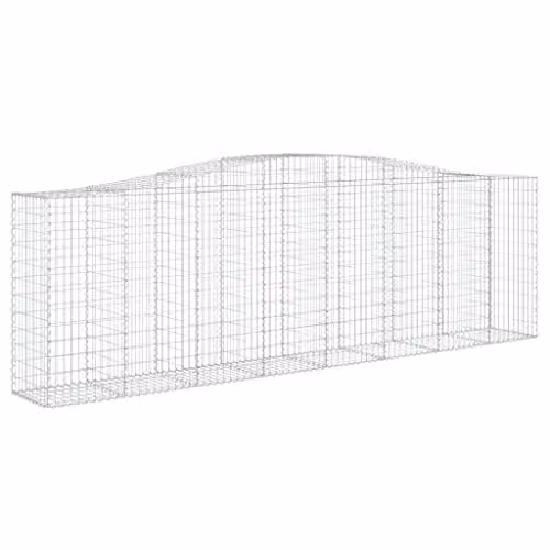 vidaXL Arched Gabion Baskets, 25 Pieces, Galvanised Steel, Silver, W/D/H: 400 x 50 x 120/140 cm