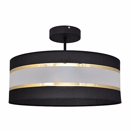 Netlighting Helam Helen Cylindrical Ceiling Light in Black and Gold/Brass, Diameter: 40 cm – 1