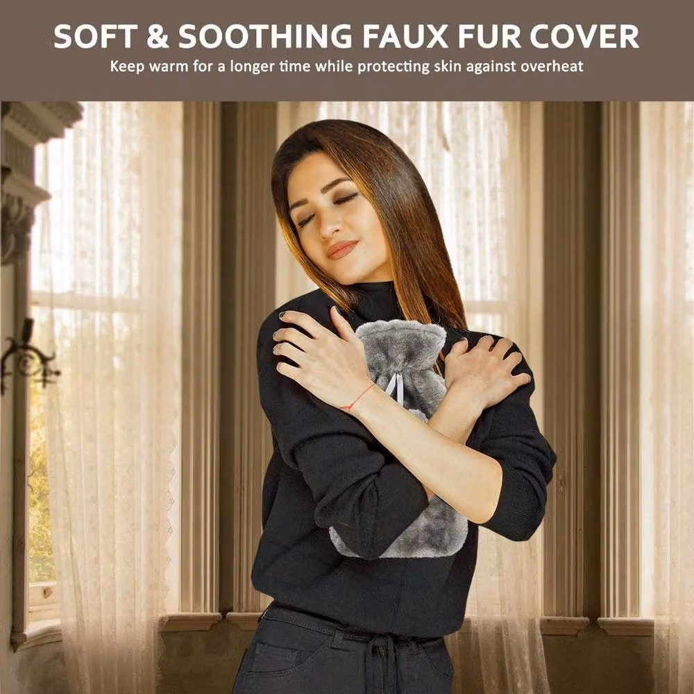 FLAVORA Large 2L Natural Rubber Hot Water Bottle in Grey – 3