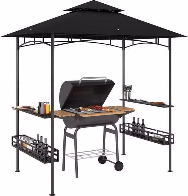 Outsunny BBQ Grill Gazebo with Shelving, Grey