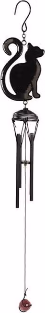 KDMK Black Metal Cat Profile Hanging Windchime