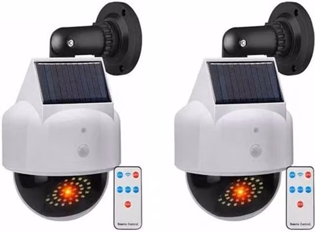 Nordara 2 Pack Solar Simulated Outdoor Wall Mounted Home Monitoring Cameras in White