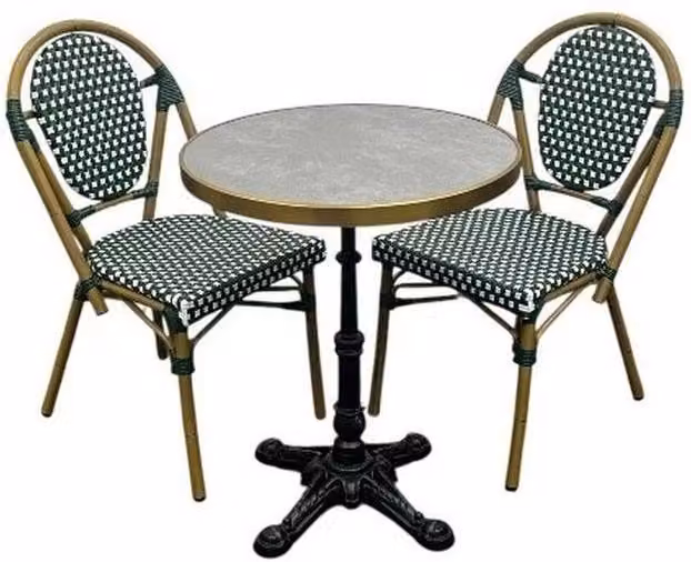 NESTLUNE Green Paris Bistro Set, Polyrattan Garden Furniture Set