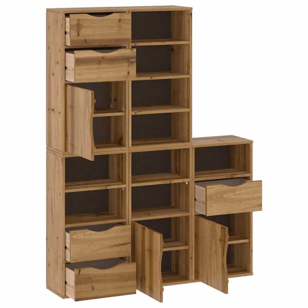 Berkfield Home ODDA Set of 5 Side Cabinets in Brown Solid Wood Pine, W/D/H: 40 x 24 x 79 cm – 3