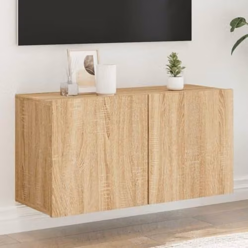 vidaXL Wall-mounted TV Cabinet in Sonoma Oak, Brown, W: 80 cm, D: 30 cm, H: 41 cm – 2