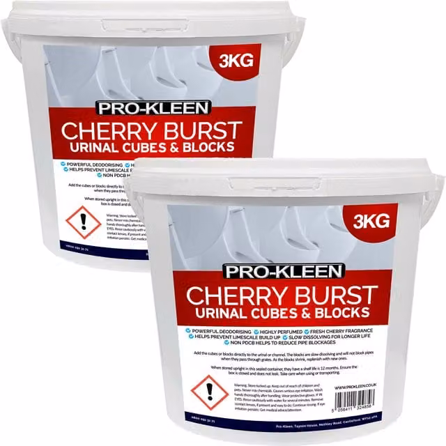Pro-Kleen Urinal Channel Blocks with Cherry Fragrance in Red and White
