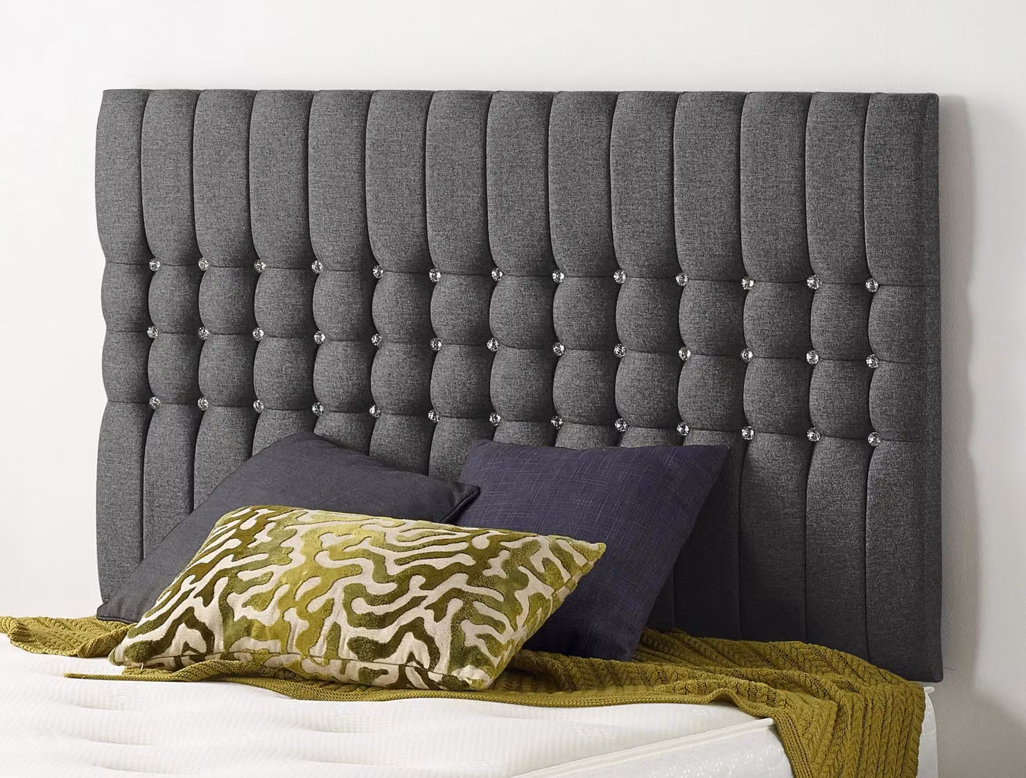 Somnior Galaxy Double Divan Bed Base with 4 Drawers and Headboard in Charcoal Grey Fabric, W/D/H: 140 x 200 cm – 2