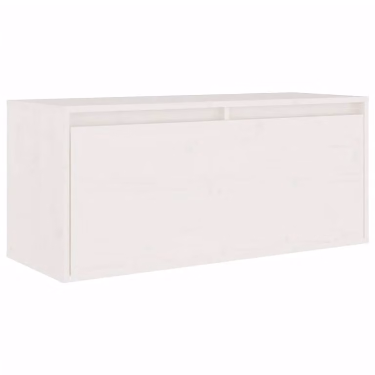 Berkfield Home White Solid Wood Pine TV Cabinet Set of 8