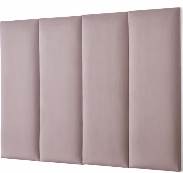 Novecrafto Set of 4 Pink Velvet Upholstered Wall Panels with Adhesive, W: 80 cm, H: 30 cm – 1