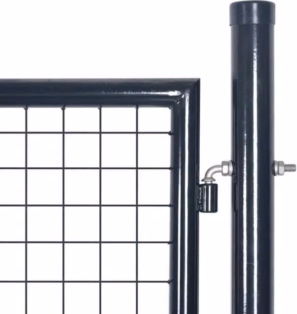 Berkfield Home Mesh Garden Gate in Galvanised Steel, Grey, W: 85.5 cm, H: 100 cm – 1
