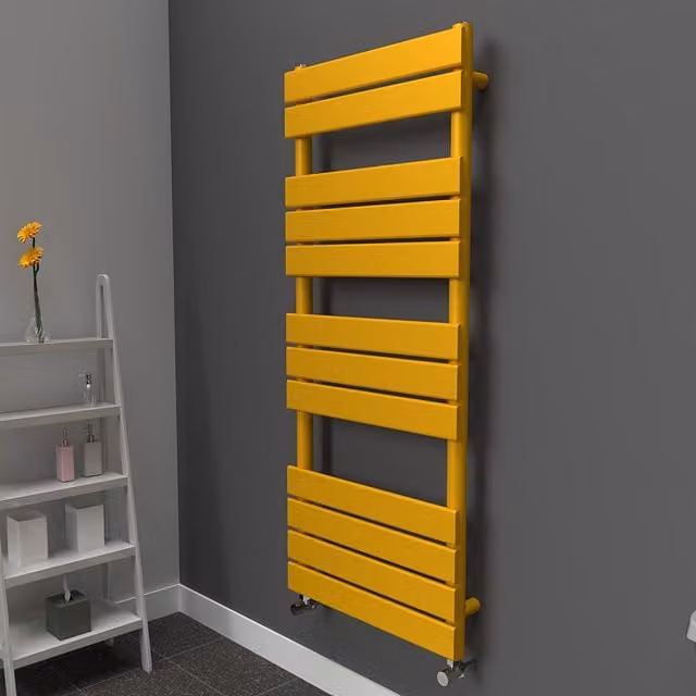 Lux Heat Flat Coloured Towel Radiator in Sunflower Yellow, H 120 cm x W 50 cm x D 5 cm