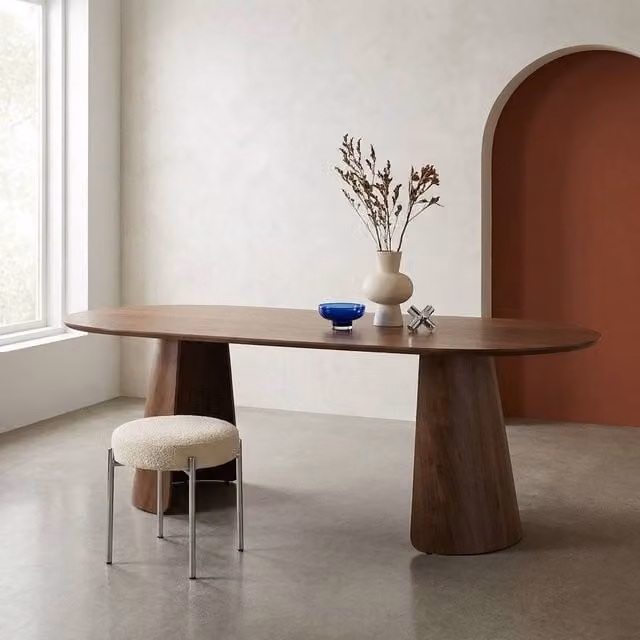 sweeek Modern Oval Wood Dining Table for 8 People in Dark Brown, W/D/H: 220 x 100 x 76 cm – 1