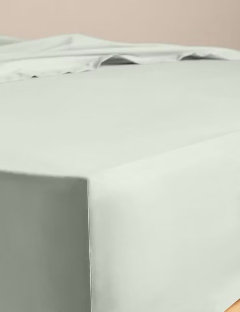 M&S Egyptian Cotton 230 Thread Count Extra Deep Fitted Sheet, Green, W/D/H: 180 x 200 x 38 cm