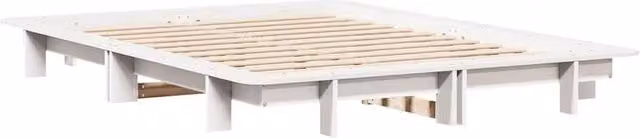 Berkfield Home Modern King Size Bed Frame in White Solid Pine, W/D/H: 150 x 200 cm