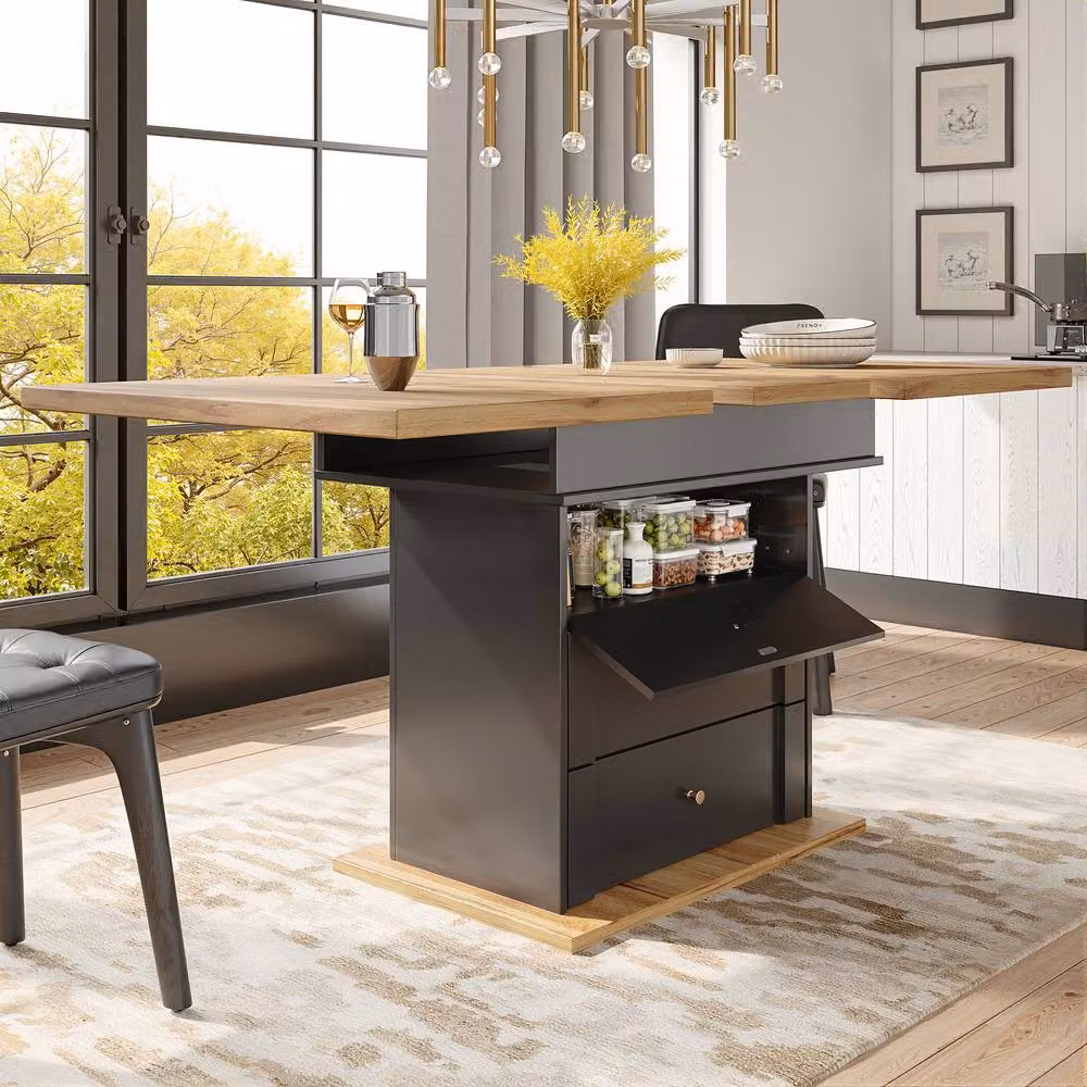 ModernLuxe Extendable Folding Dining Table in Black, W: 140 cm, D: 80 cm, H: 75 cm – 3