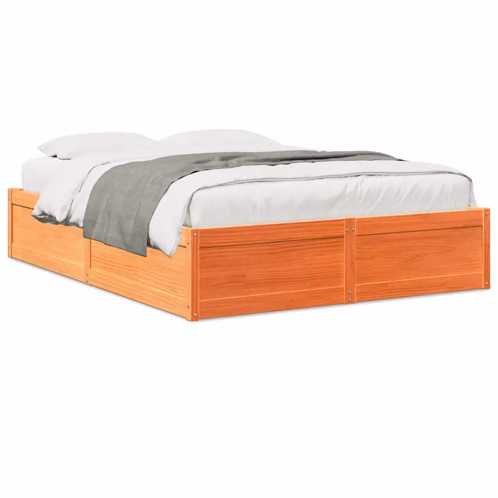 Berkfield Home Solid Wood Pine Bed Frame in Wax Brown, 160 x 200 cm – 2