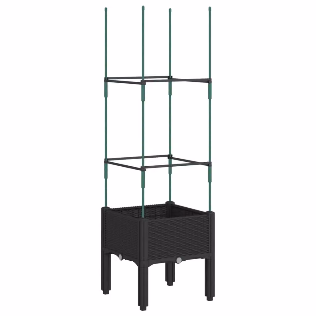 Berkfield Home Garden Planter with Trellis, Black, W/D/H: 40 x 40 x 142.5 cm – 2