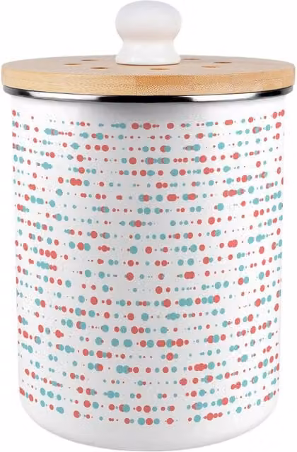 Purely Home Retro Dots Metal Food Waste Caddy with Flip Lid, 2 l, Red