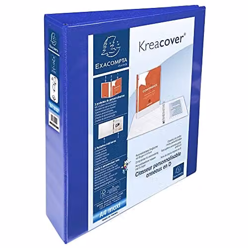 Exacompta Blue Opaque Rigid Ring Binder with 4 Rings and 3 Pockets, A4 Size – 2