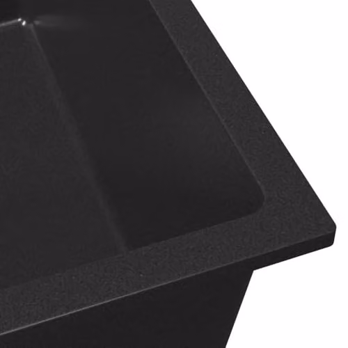 vidaXL Modern Rectangular Granite Kitchen Sink in Black, W/D/H: 38 x 44 x 20 cm – 7