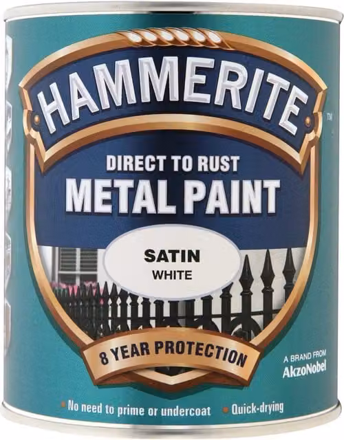 Hammerite Satin White Opaque Paint, 0.75 l