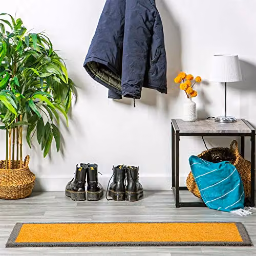 Nicola Spring Coir Double Door Mat with Grey Border and Non-Slip Backing, Brown, W: 120 cm, D: 40 cm – 2