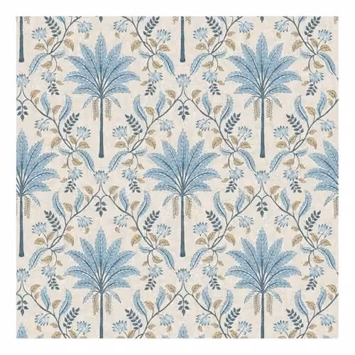Holden Decor Palm Trellis Geometric Leaves Wallpaper in Blue