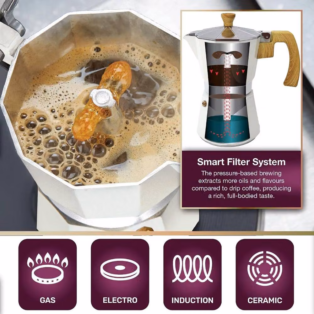 Andrew James Stove Top Moka Pot in White – 3