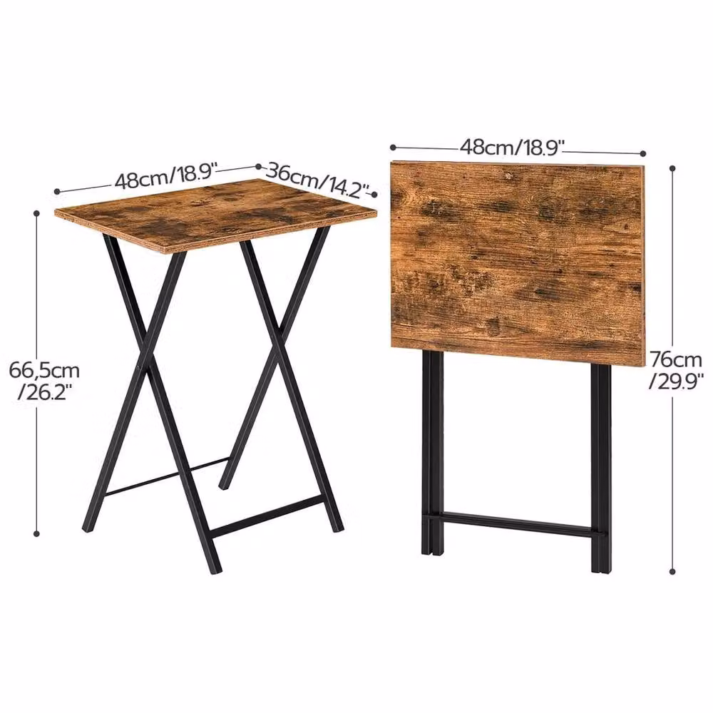 FORGEVIO Set of 2 Industrial Side Tables, Brown, W: 36 cm, D: 48 cm, H: 66.5 cm – 2