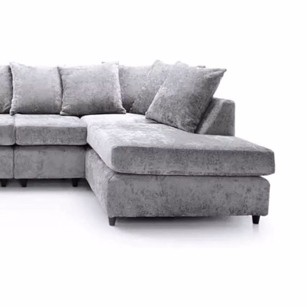 Snug Furniture Birmingham Ltd Ashton Chenille 6 Seater U-Shaped Corner Sofa in Silver – 2