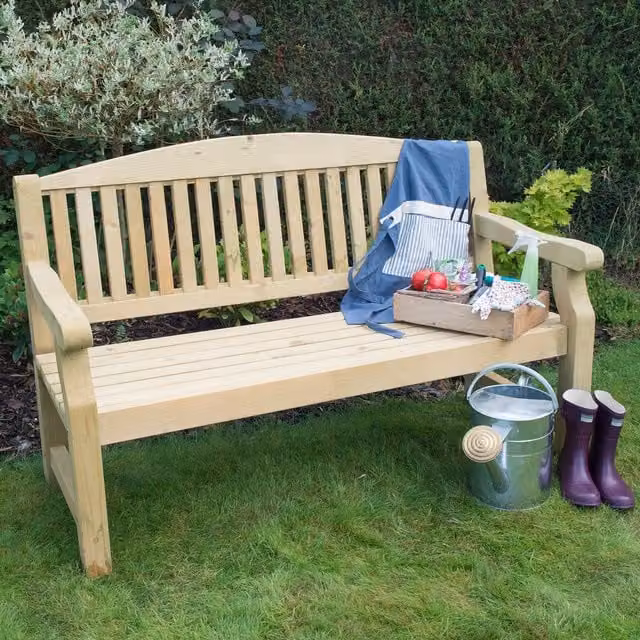 Forest Garden Harvington Outdoor Bench in Brown, W: 123 cm, D: 35 cm, H: 90 cm – 1