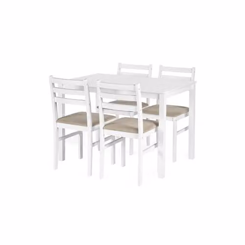 Julian Bowen Keats White and Beige Rectangular Dining Table and 4 Chair Set W/D/H: 110 x 70 x 84.5 cm – 3