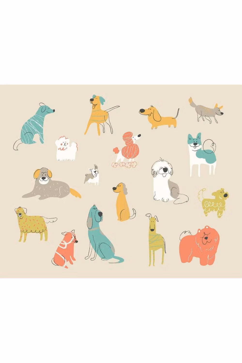 Origin Murals Happy Dogs Multicolour Wall Mural W: 350 cm, H: 280 cm – 2