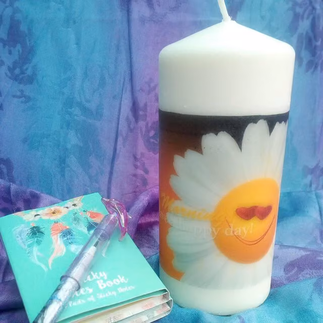 Viki Pillar Candle Wishes 1 - Pillar Candle Wishes 3 in White and Multicolour
