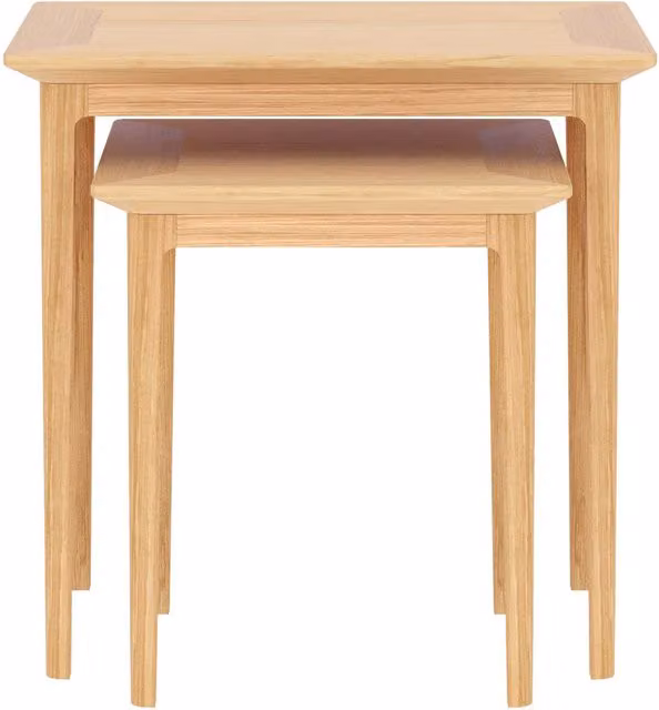 Rest Relax Keswick Oak Nest of 2 Tables in Beige with Glass Tops – 1