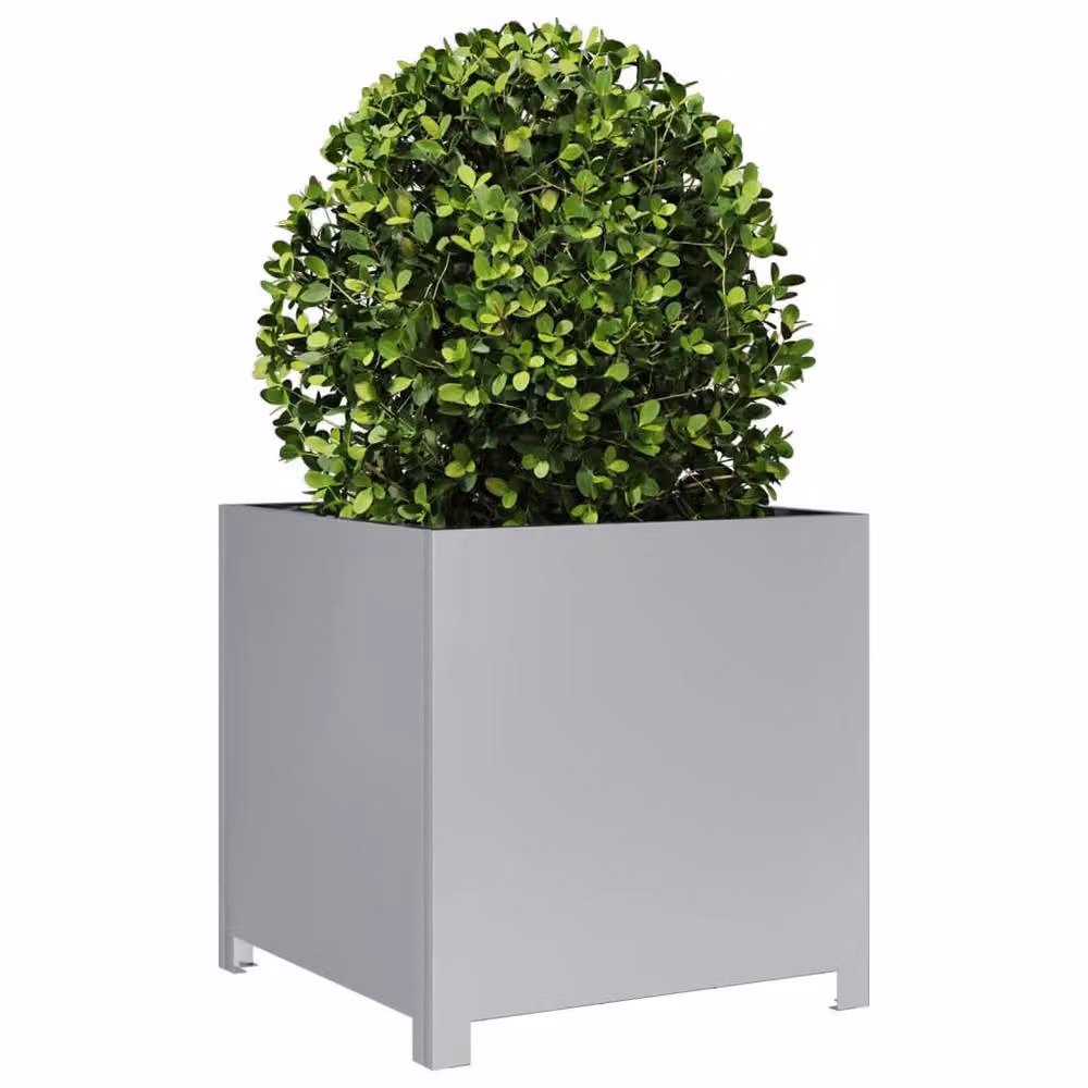 Berkfield Home Galvanised Steel Garden Planter Tub in Silver, W/D/H: 50 x 50 x 50 cm – 3