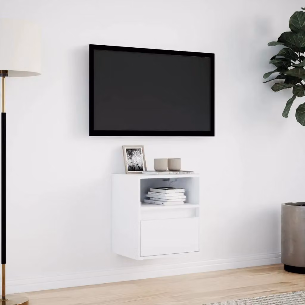 Berkfield Home White Wall Mounted TV Cabinet with Integrated LED Lights, W/D/H: 41 x 31 x 45 cm – 2