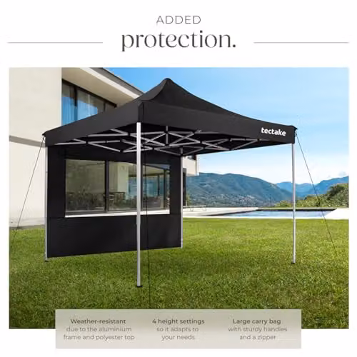 tectake Folding Pop Up Gazebo in Black with Aluminium Frame and Side Panels with Windows, W/D/H: 300 x 300 x 280 cm – 3