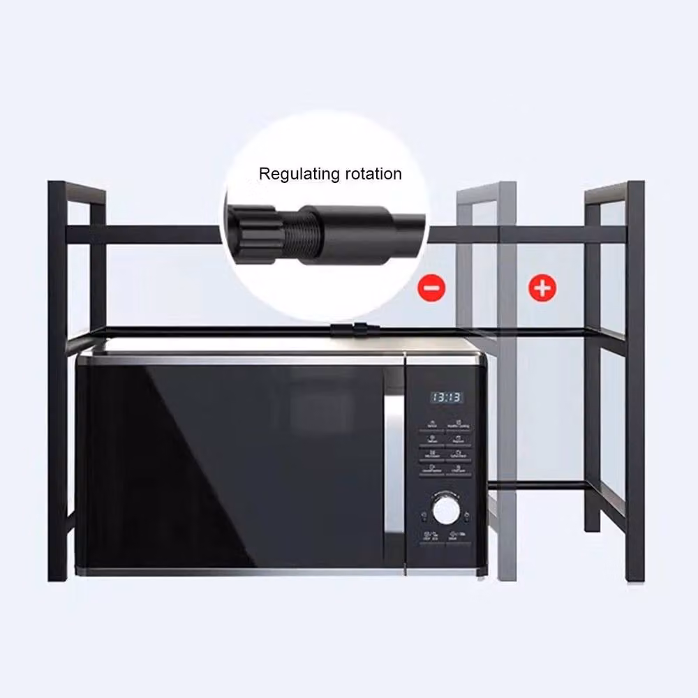 SPETLEK 2 Tier Expandable Microwave Oven Rack Stand with Adjustable Shelves in Black – 5