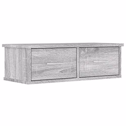 vidaXL Grey Sonoma Wall Cabinet with Hinged Doors, W/D/H: 60 x 26 x 18.5 cm