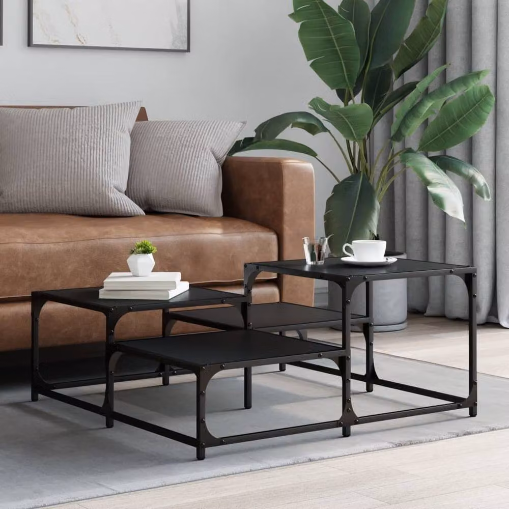 Berkfield Home Black Square Coffee Table W/D/H: 87.5 x 87.5 x 40 cm – 3