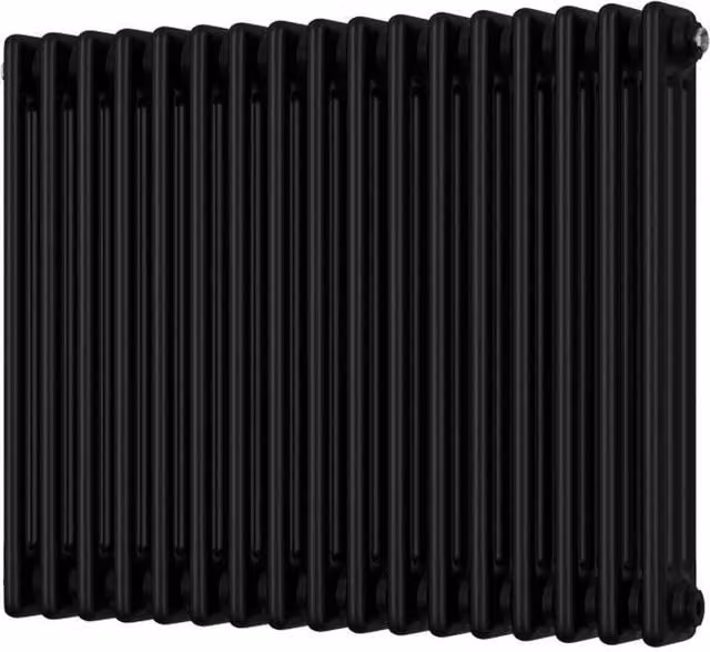 Alpha Black 3 Column Wall Radiator with Feet Included, H: 77.7 cm, W: 60 cm