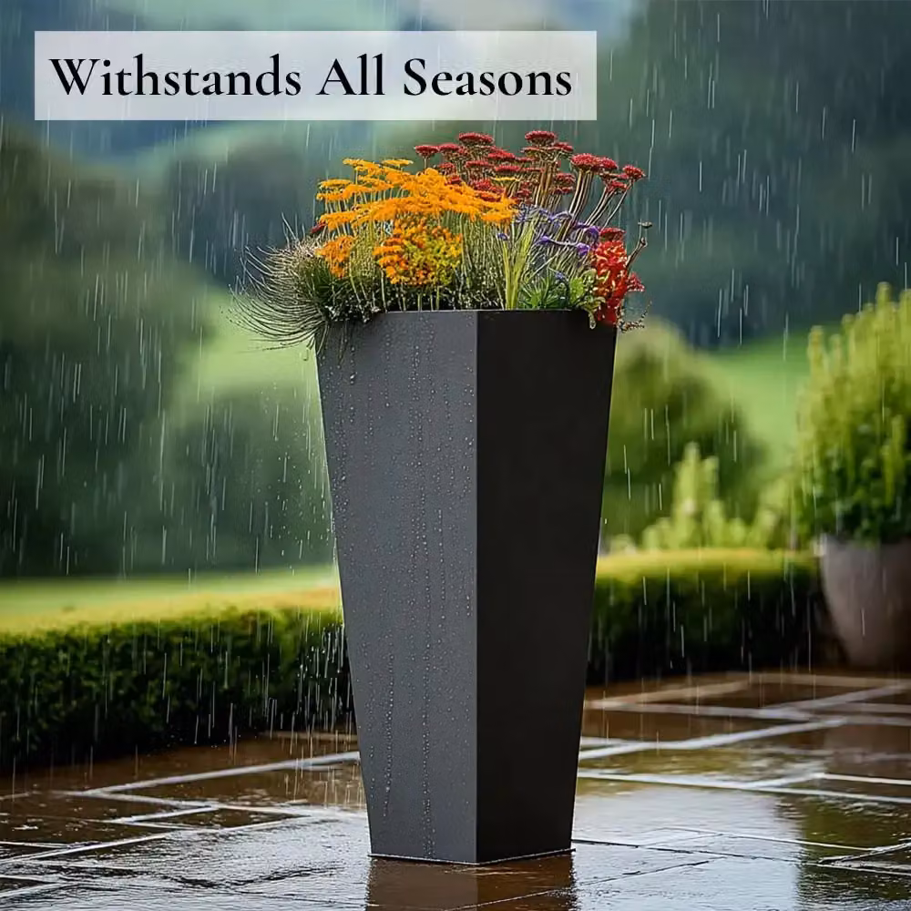 Access Garden Products Matte Grey Galvanised Steel Tall Flared Tapered Square Planter, Height: 90 cm – 4